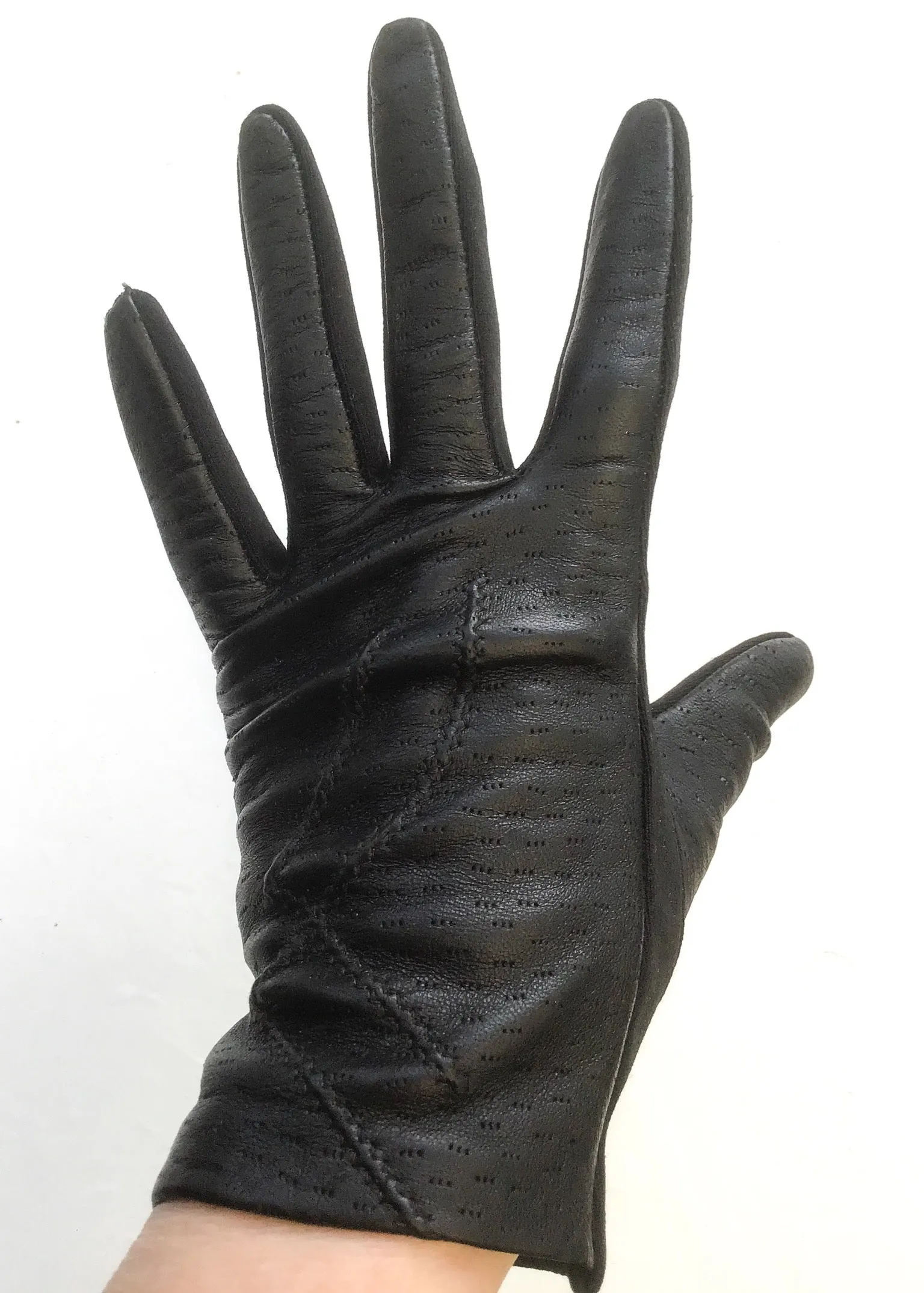 1970s Vintage Black Leather Driving Gloves • St Michael • Size 7