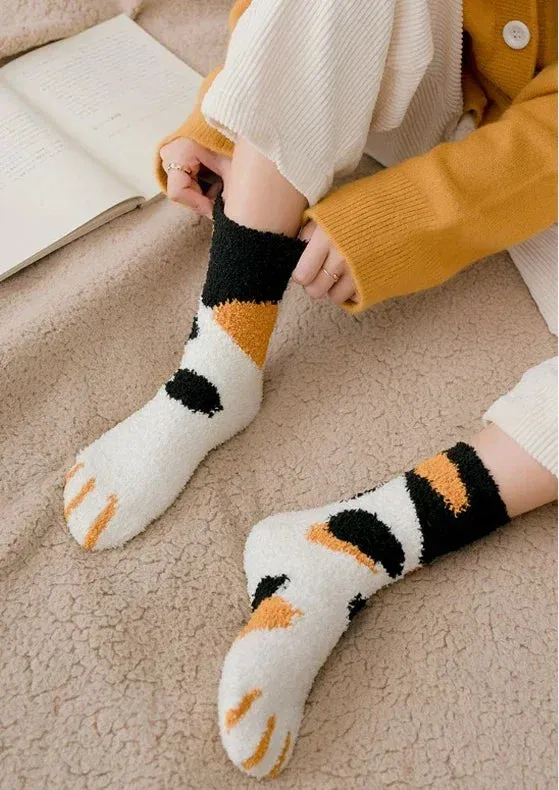 3 Pairs Women's Animal Paw Stripe Sock