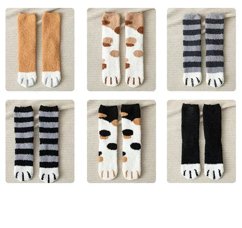 3 Pairs Women's Animal Paw Stripe Sock