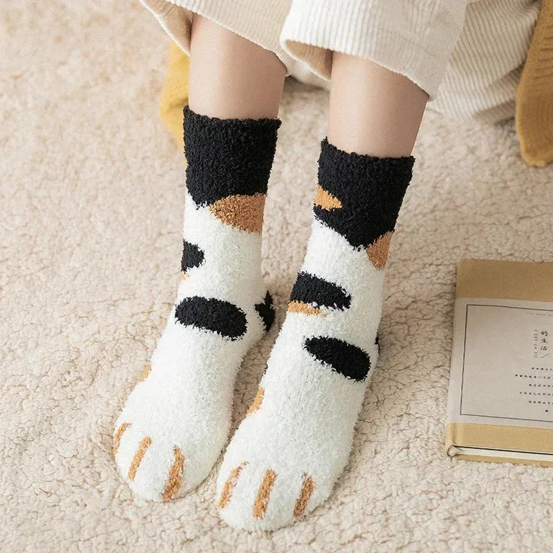 3 Pairs Women's Animal Paw Stripe Sock