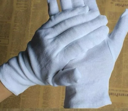 5 Pairs White Work Jewellery Handling Costume Party Cotton Soft Thin Gloves