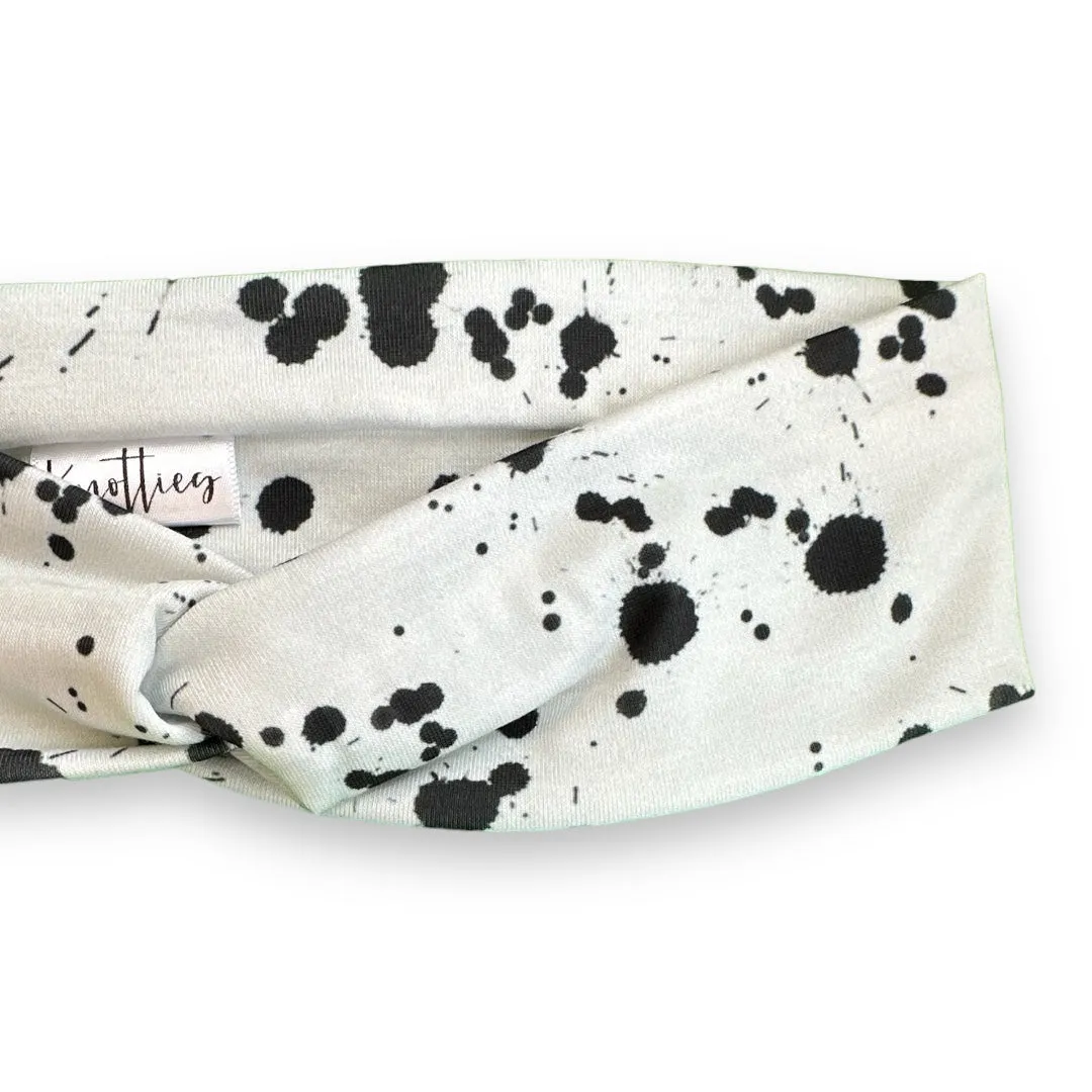 Black Paint Splatter Knotties Headband