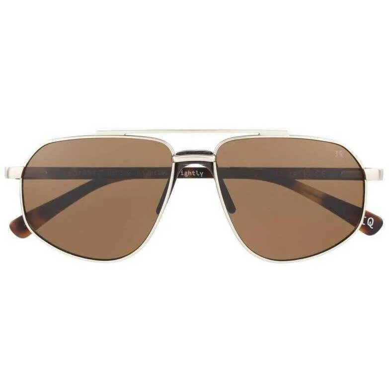 Botaniq Stylish Double Bridge Sunglasses - Gold/Brown Tort