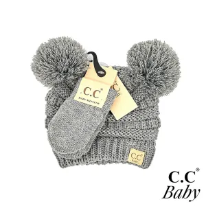 C.C BABY Solid Ribbed Baby Beanie Hat and Mitten Glove