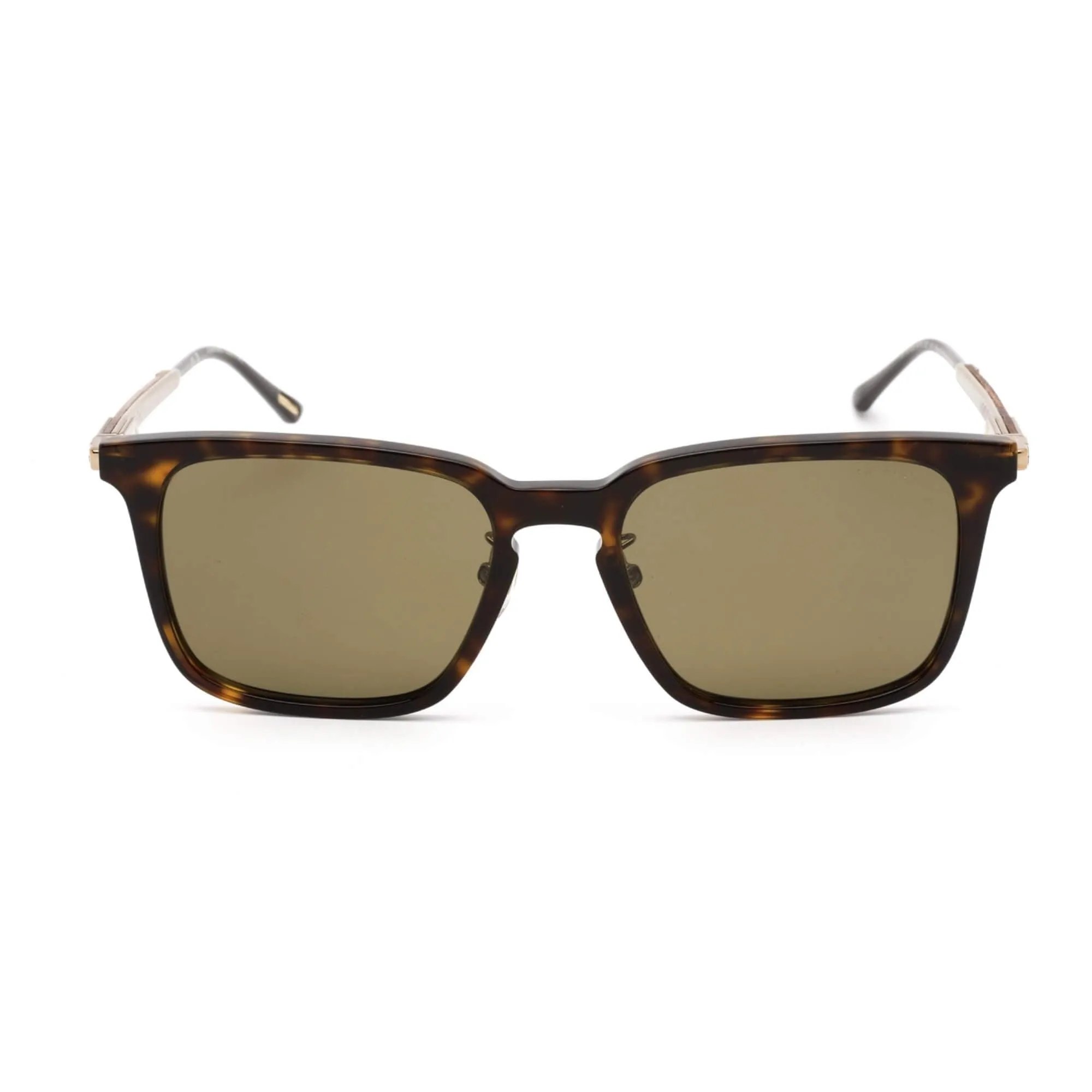 Chopard Unisex Sunglasses - Mud Green Lens Shiny Dark Havana Rectangular SCH339 722P