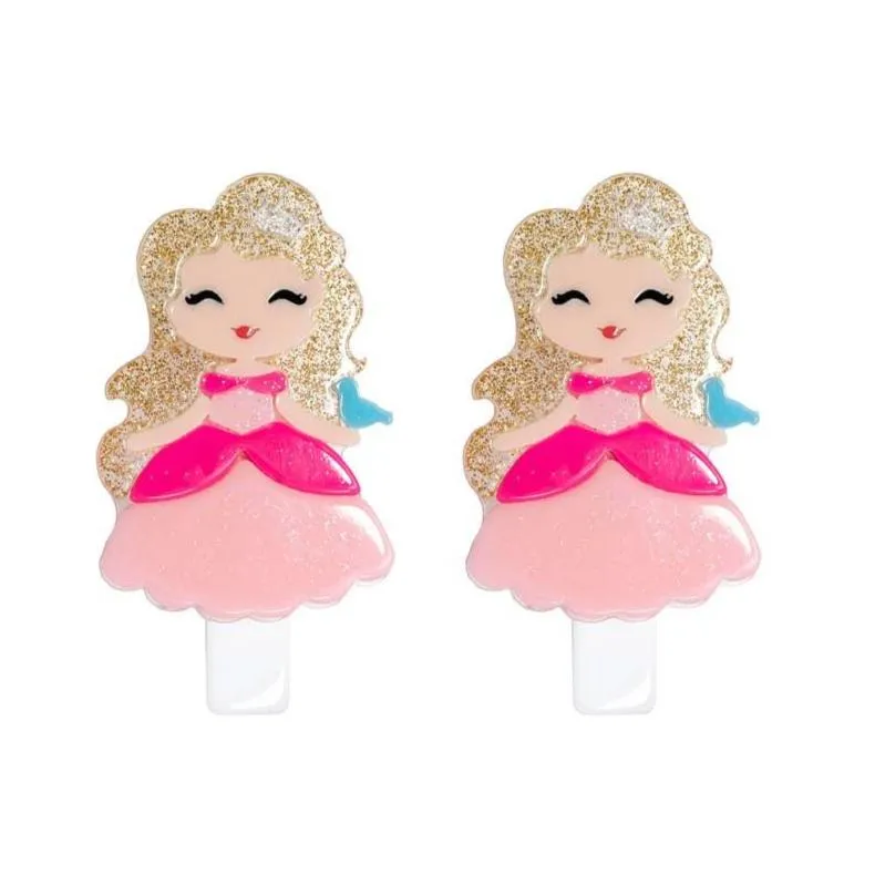 Cute Doll Pink Dress Alligator Clips Set