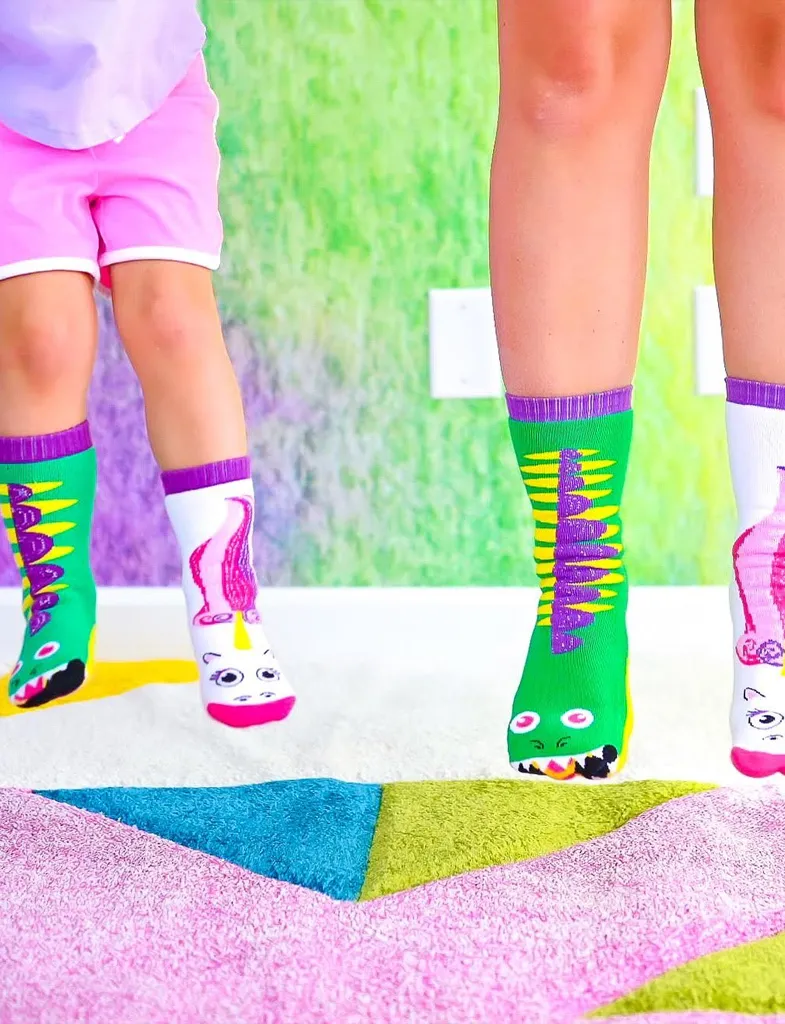 Dragon & Unicorn Matchy Mismatched Socks - A Magical Duo - Adult & Kids