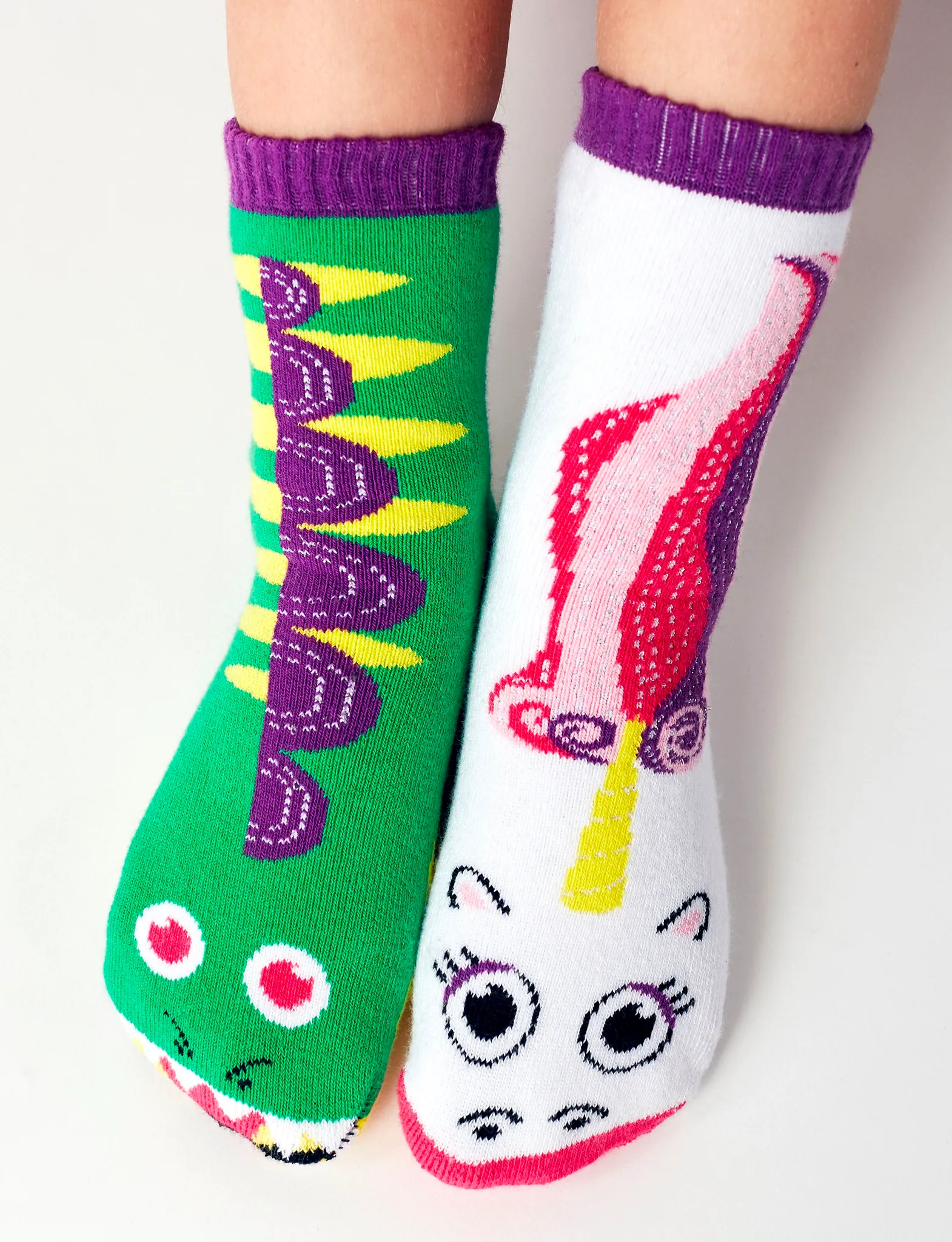 Dragon & Unicorn Matchy Mismatched Socks - A Magical Duo - Adult & Kids