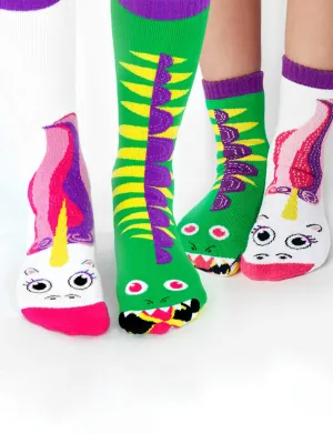 Dragon & Unicorn Matchy Mismatched Socks - A Magical Duo - Adult & Kids