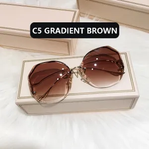 Fashion Sunglasses Women Metal Female UV400 Vintage Ladies Stylish Design Oversized Square Sunglasses For Women