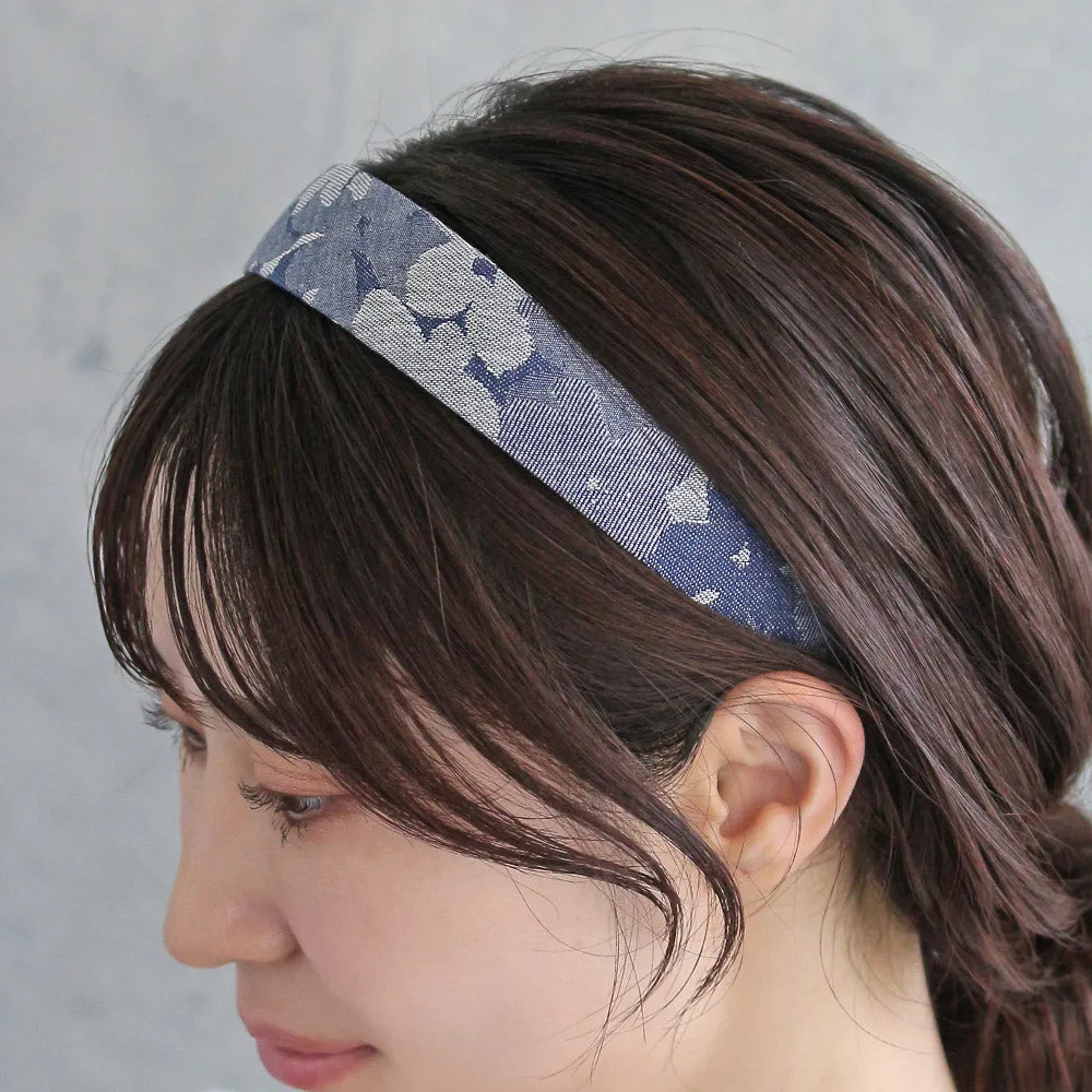 Flower Print Denim Headband