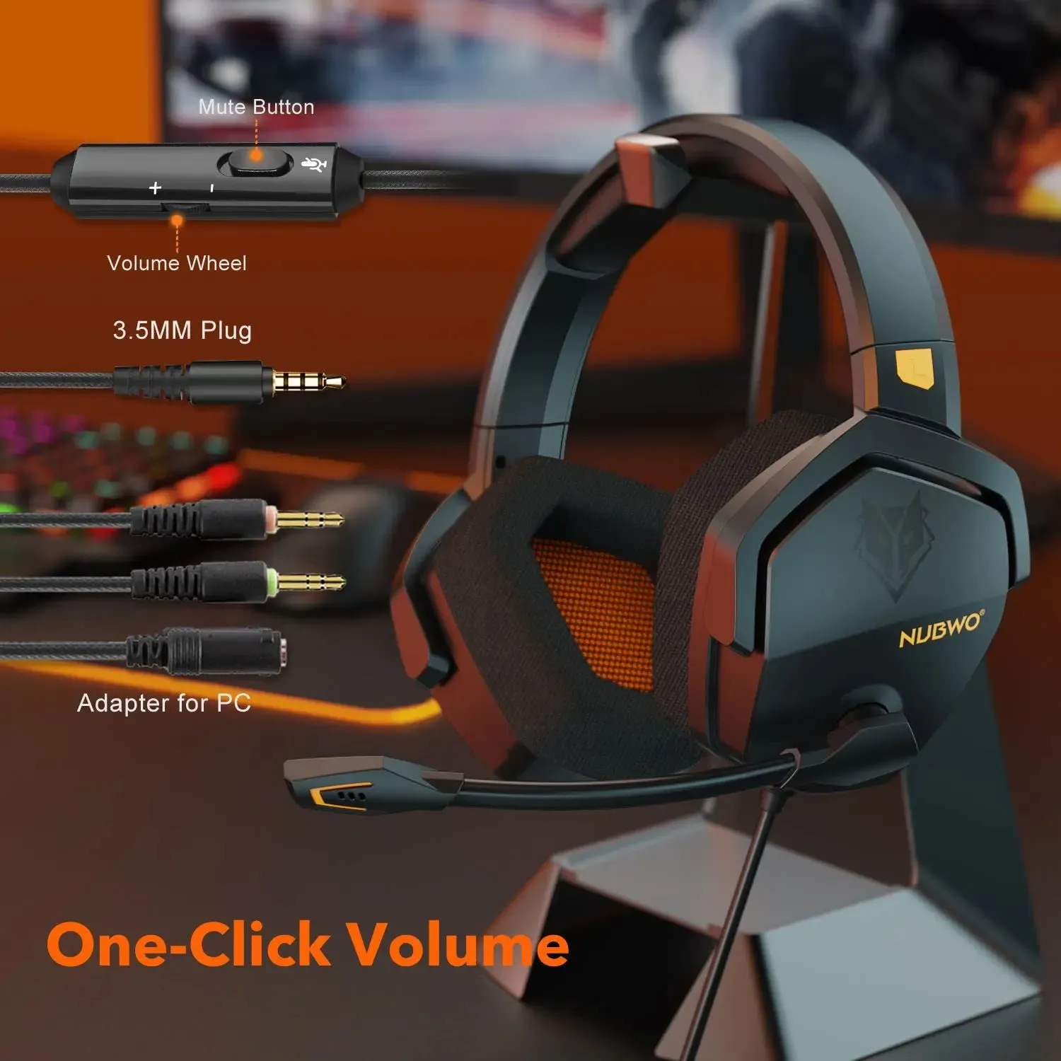 Gaming Headset with Noise-Canceling-NUBWO N16D