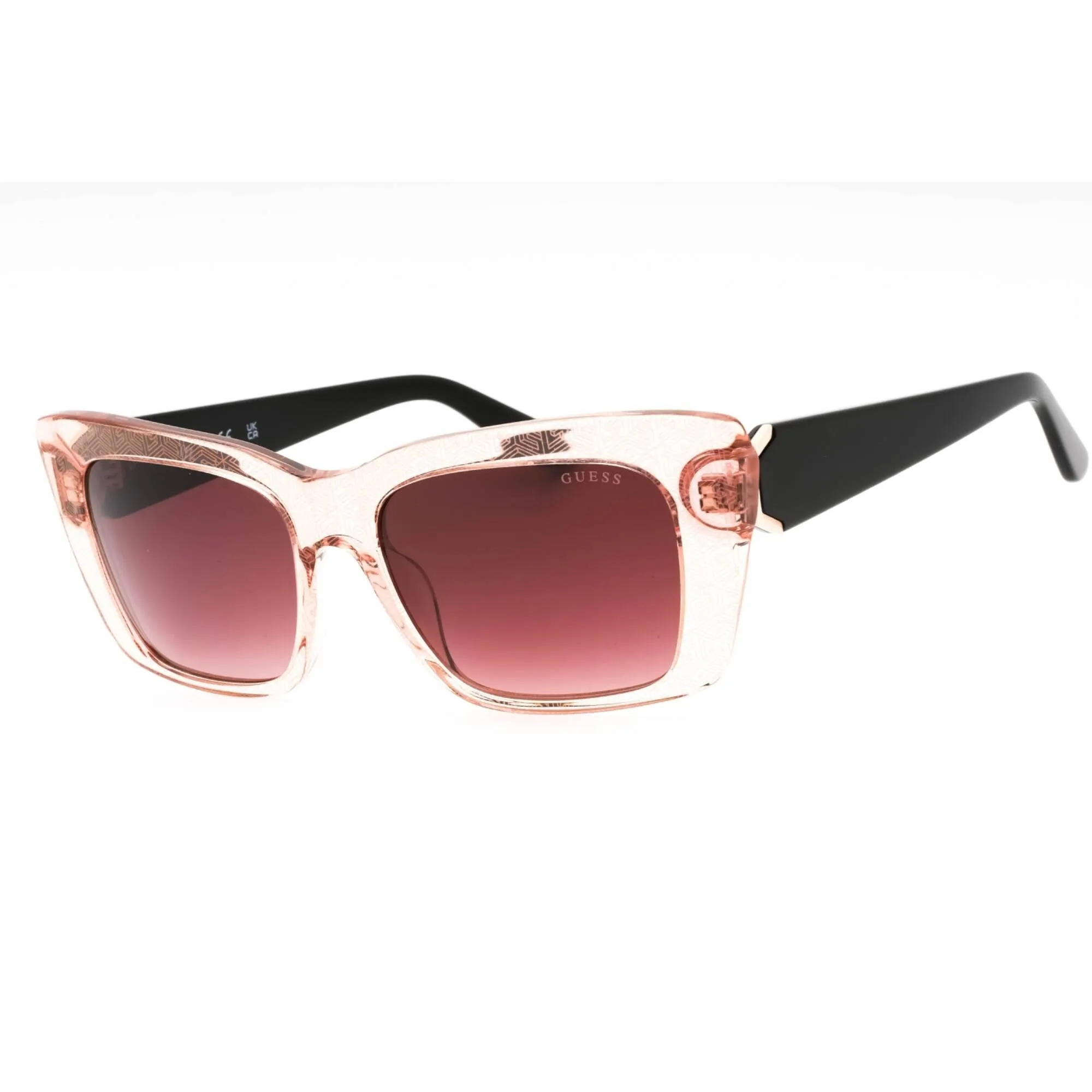 Guess Women's Sunglasses - Shiny Pink Acetate Cat Eye Frame Bordeaux Lens | GU7890 72T