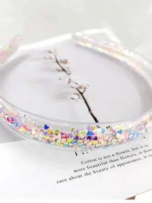 Headbands | Transparent Quicksand Sequin- Heart | Little Trendy