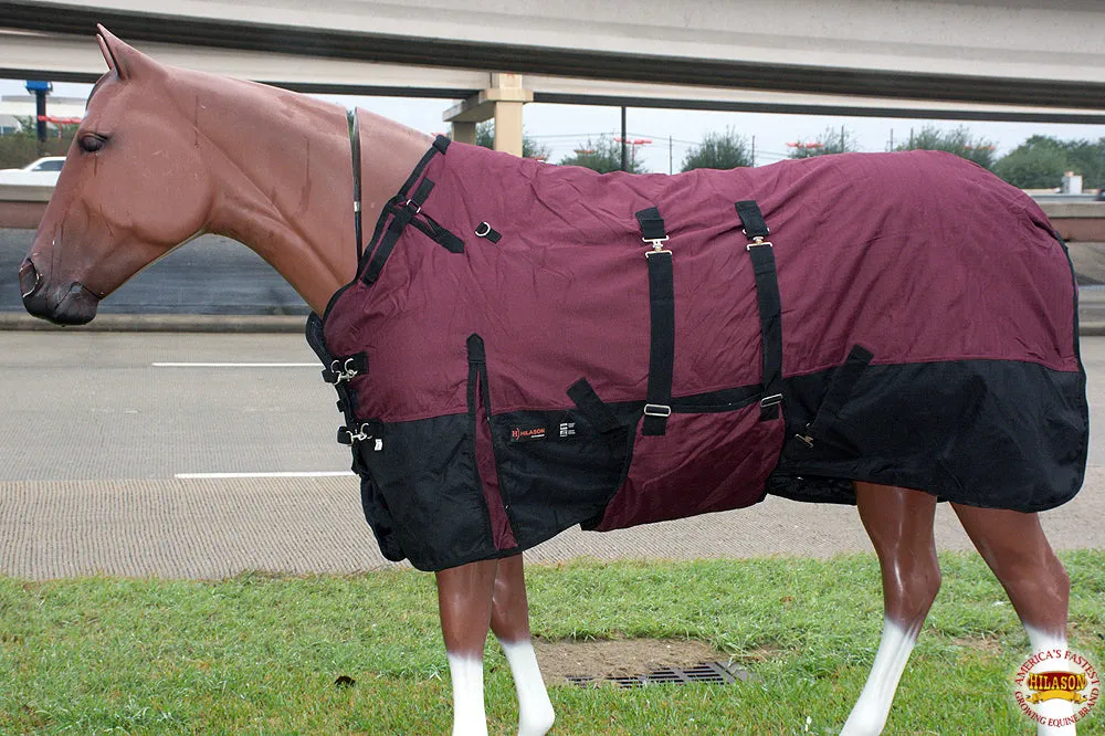 Hilason 1200D Turnout Light Winter Waterproof Rain Sheet Horse Sheet Black