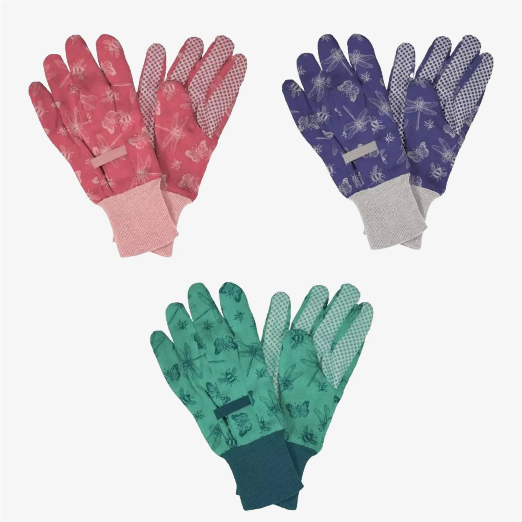 Kent & Stowe Flutter Bugs Print Cotton Gloves Triple Pack