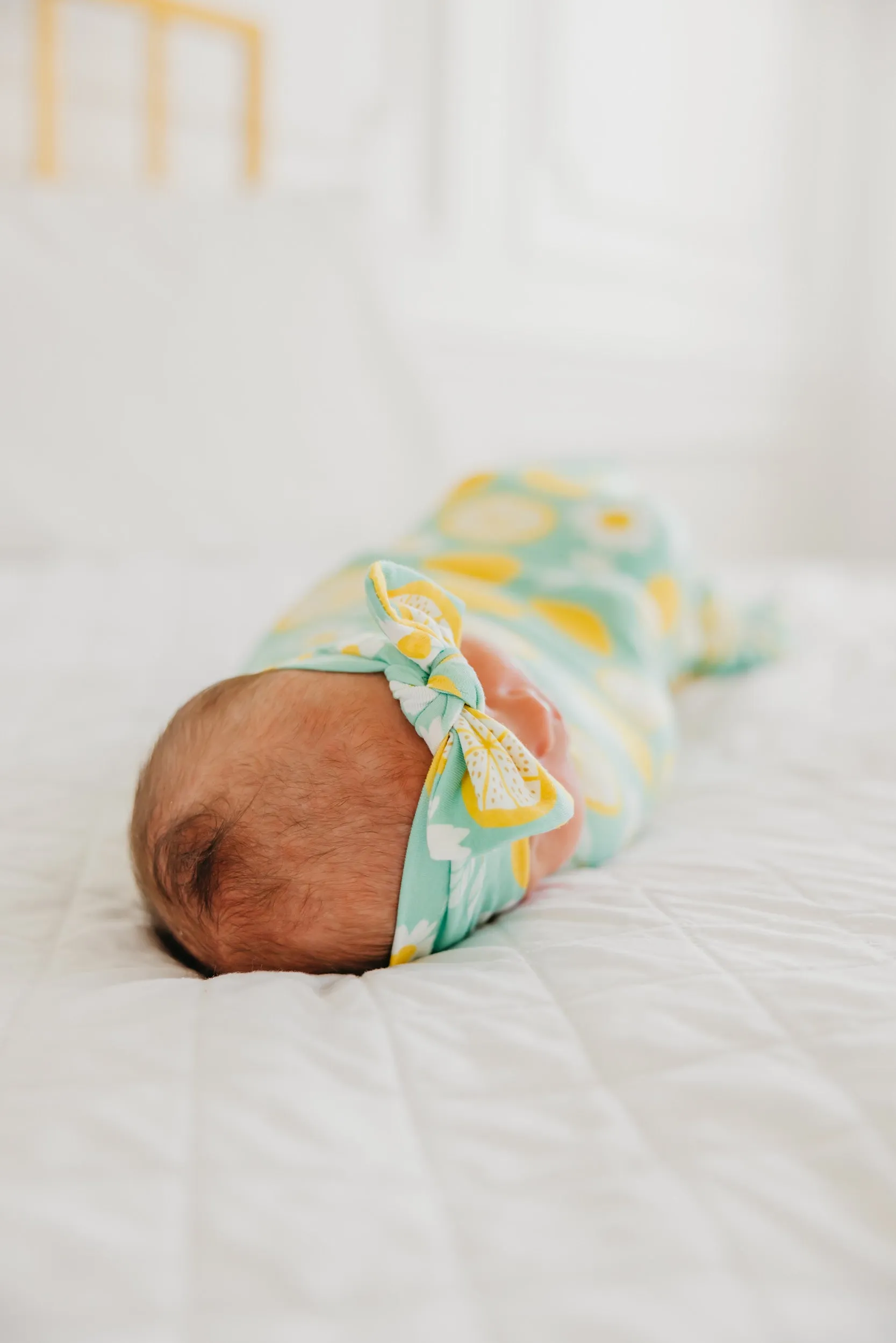 Knit Headband Bow - Lemon