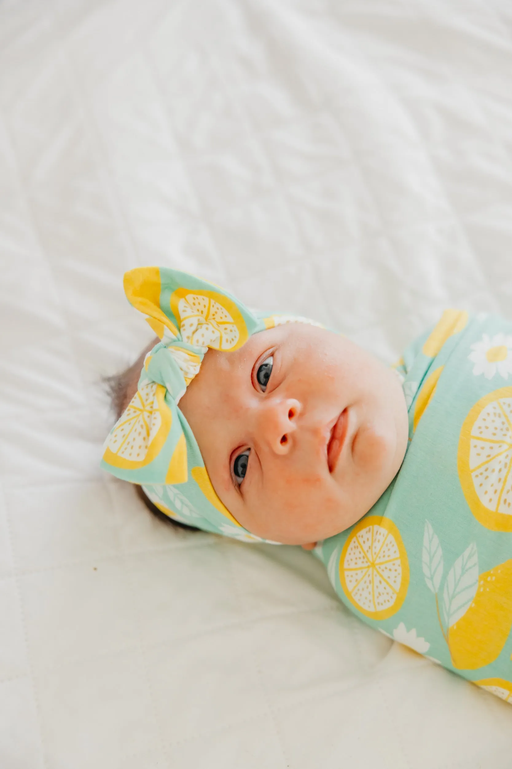 Knit Headband Bow - Lemon