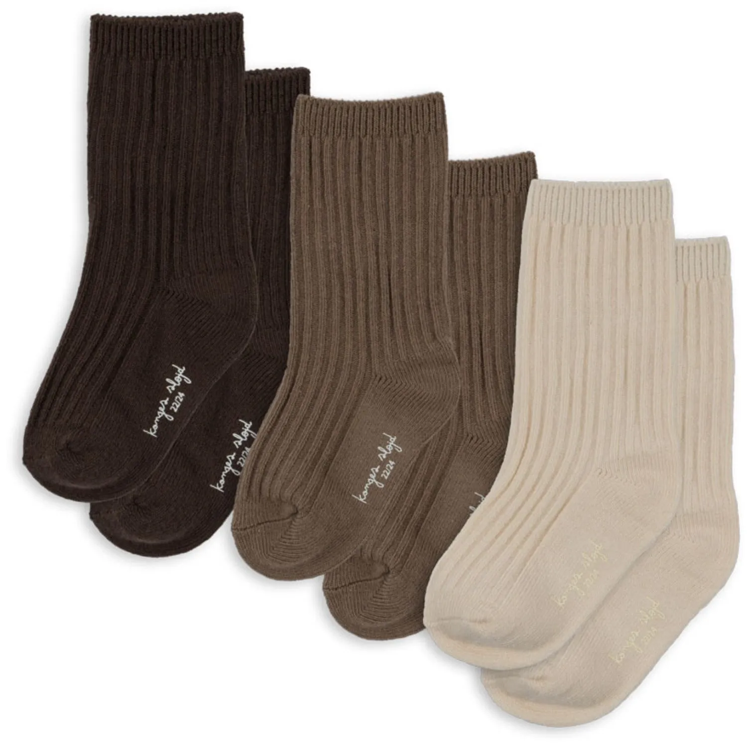 Konges Sløjd Sand/Hazel/Shitake 3 Pack Rib Socks