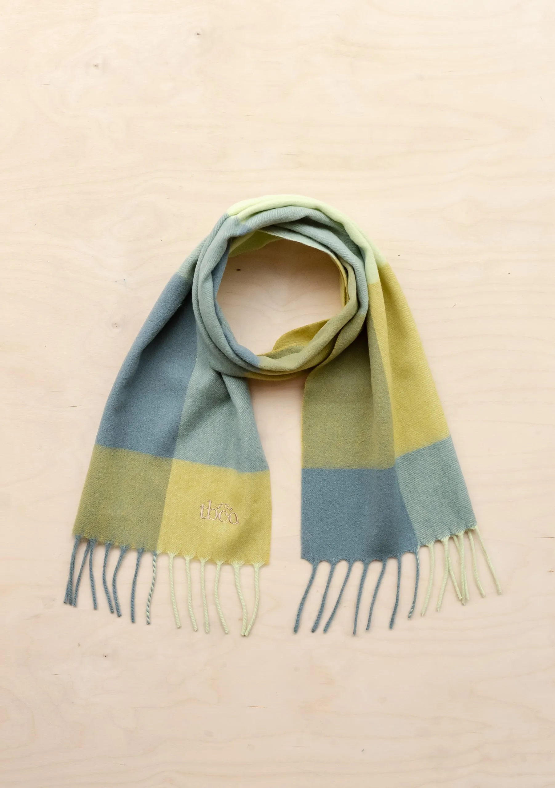 Lambswool Kids Scarf in Lime Grid Check