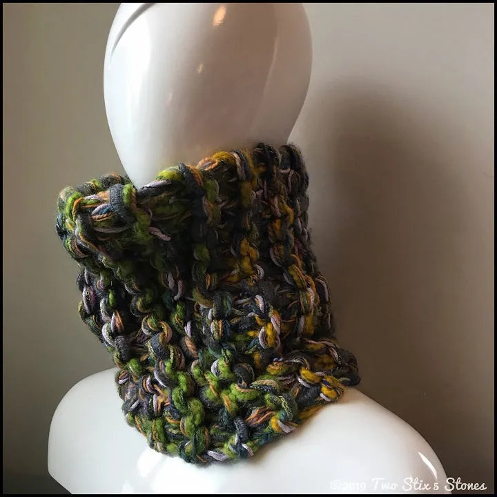 Lime/Lemon/Lavender Tweed Cowl/Neckwarmer