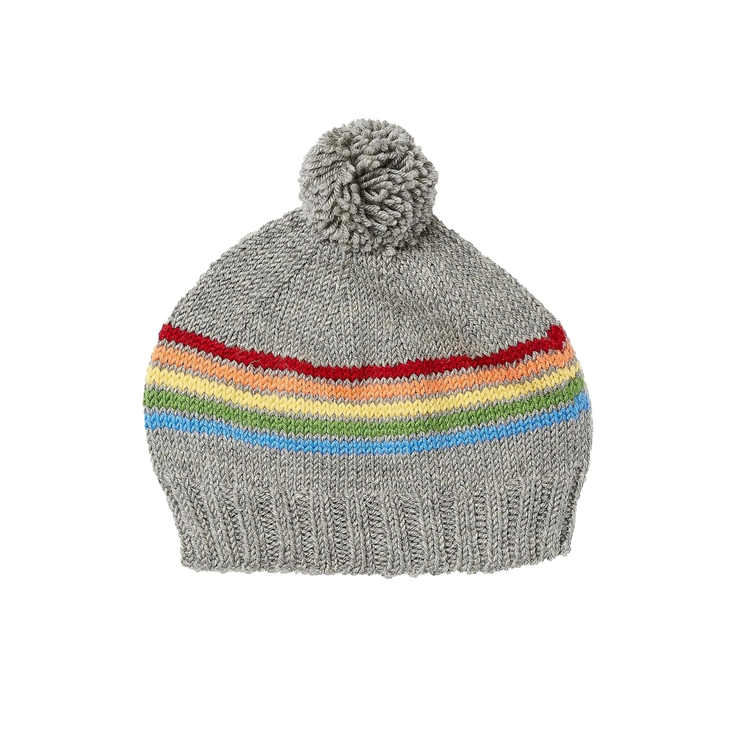 Merino Rainbow Beanie - Grey (3-6 months)