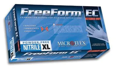 Microflex X-Large Blue 11.4" FreeForm EC 6 mil Nitrile Ambidextrous Non-Sterile Powder-Free Disposable Gloves With Textured Fingers Finish, Extended, Beaded Cuffs And Polymer Inner Coating