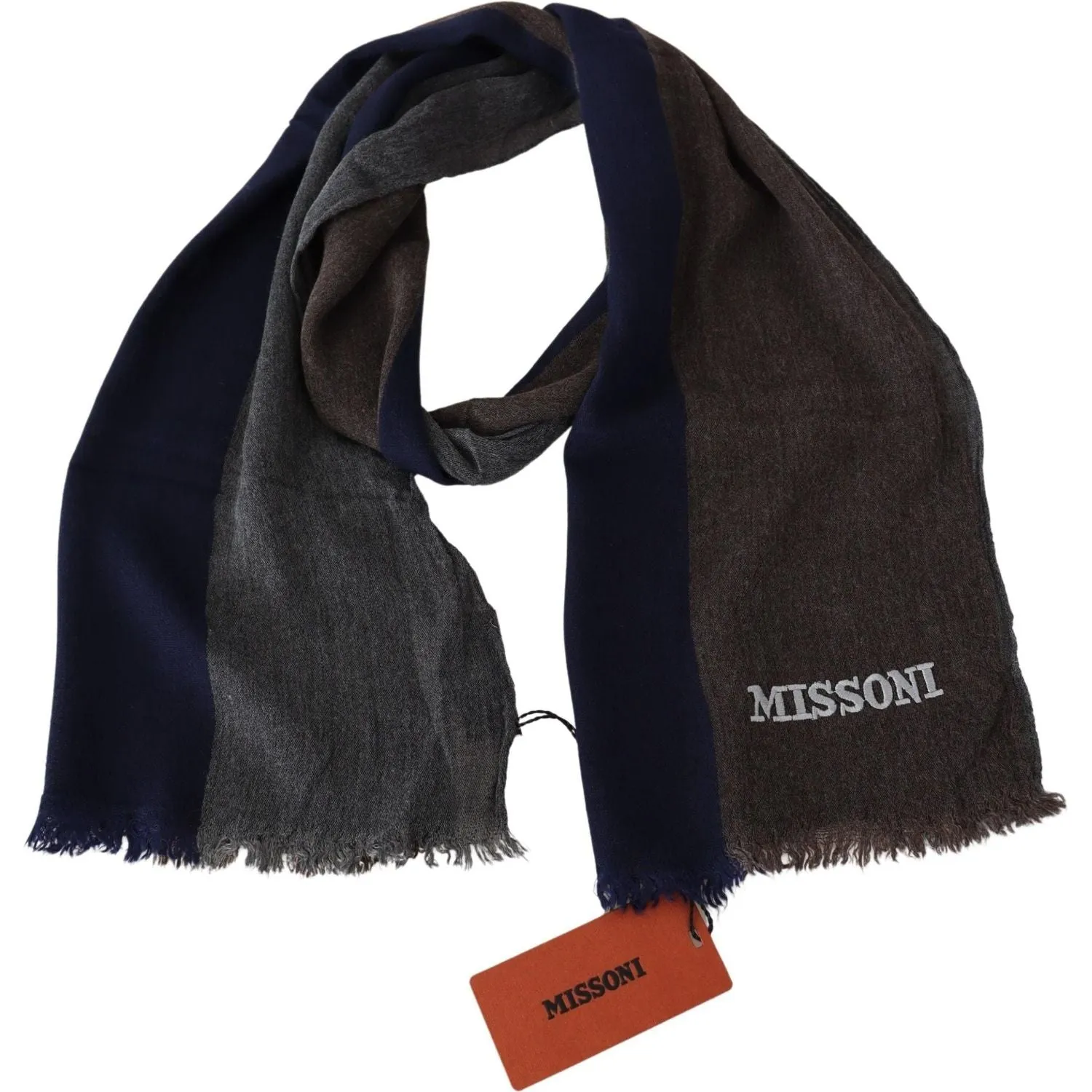 Missoni Elegant Multicolor Wool Scarf with Signature Embroidery