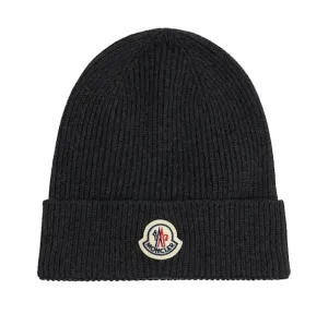 Moncler Logo Beanie Dark Grey