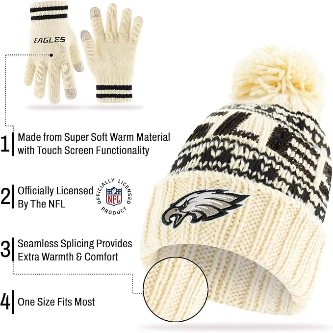 NFL Official Adults Super Soft Cable Knit Winter Beanie Knit Hat with Extra Warm Touch Screen Gloves|Cincinnati Bengals