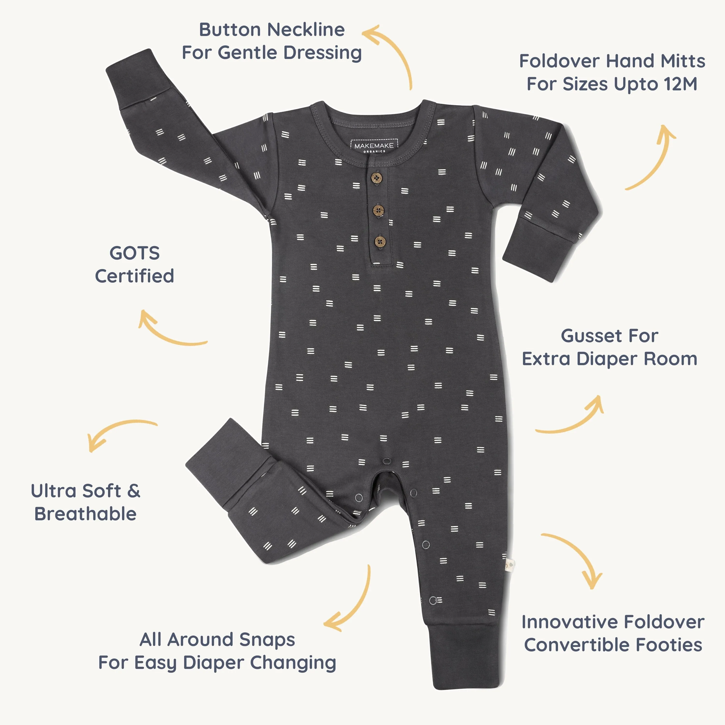 Organic Button Romper | Tribe