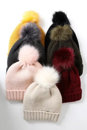 Pom Beanie with Faux Sherpa Lining (5 Options)