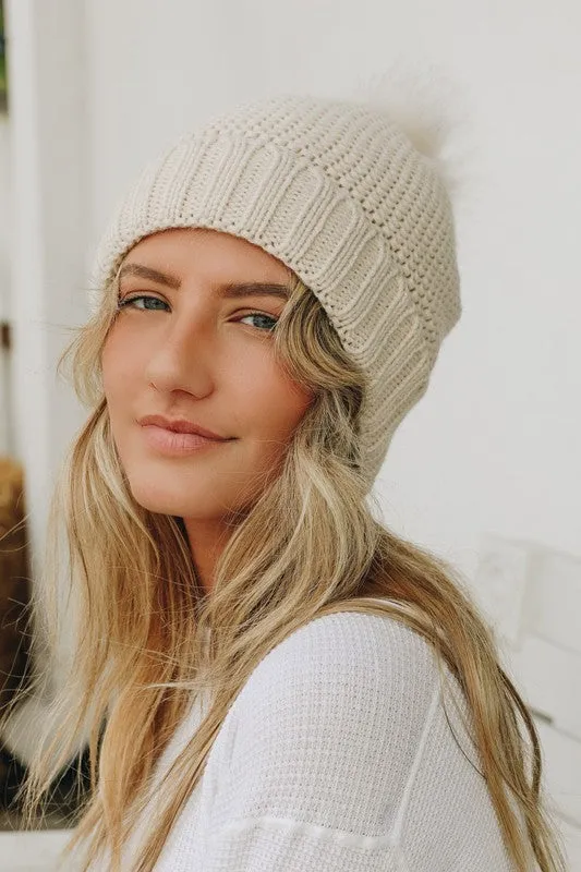 Pom Beanie with Faux Sherpa Lining (5 Options)