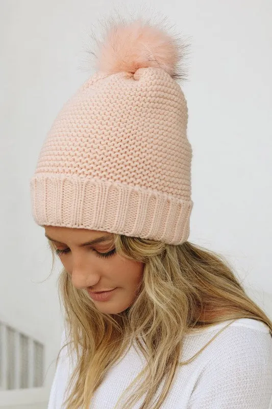 Pom Beanie with Faux Sherpa Lining (5 Options)