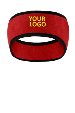 Port Authority Two-Color Fleece Customized Headbands, Red