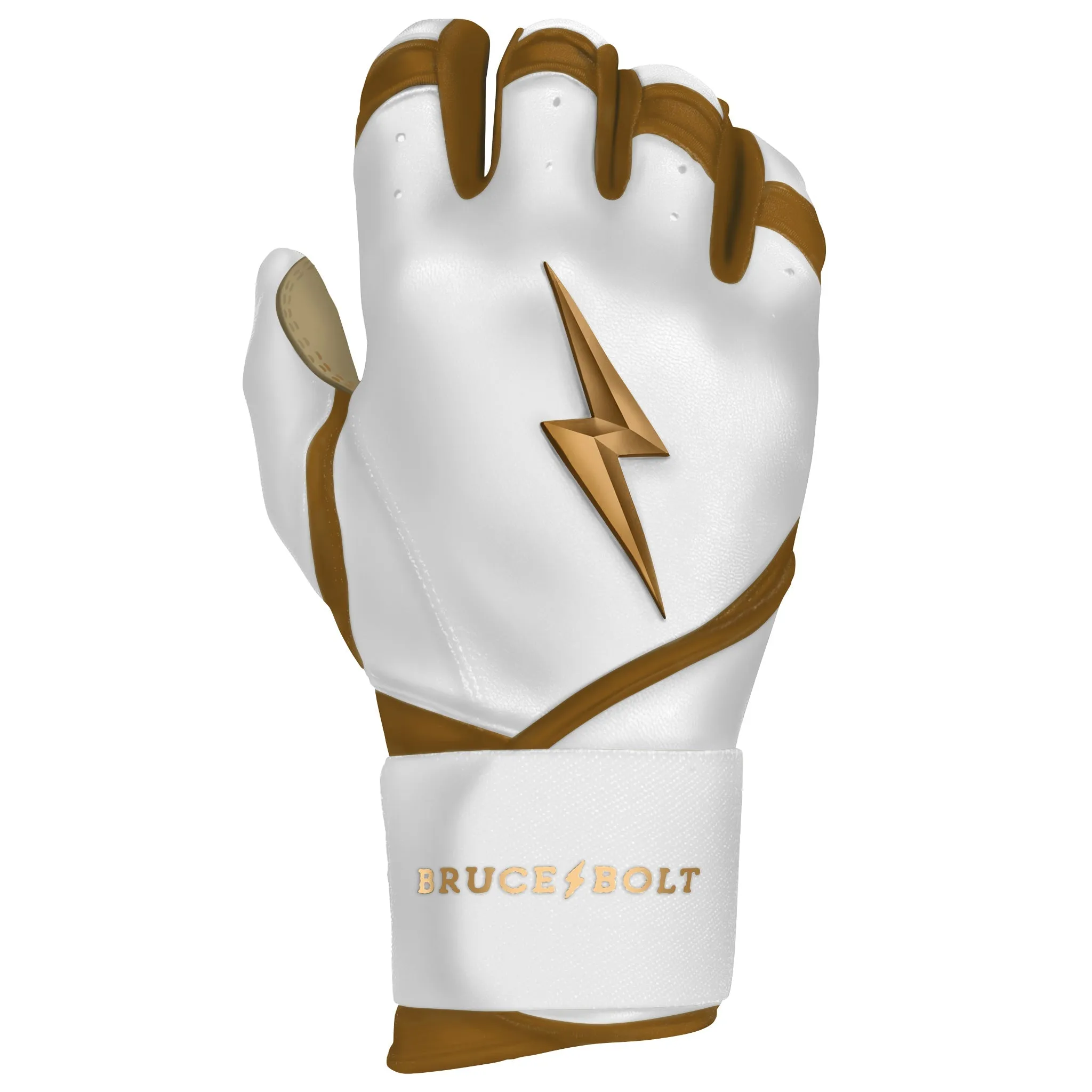 PREMIUM PRO GOLD Series Long Cuff Batting Gloves - Gold WHITE