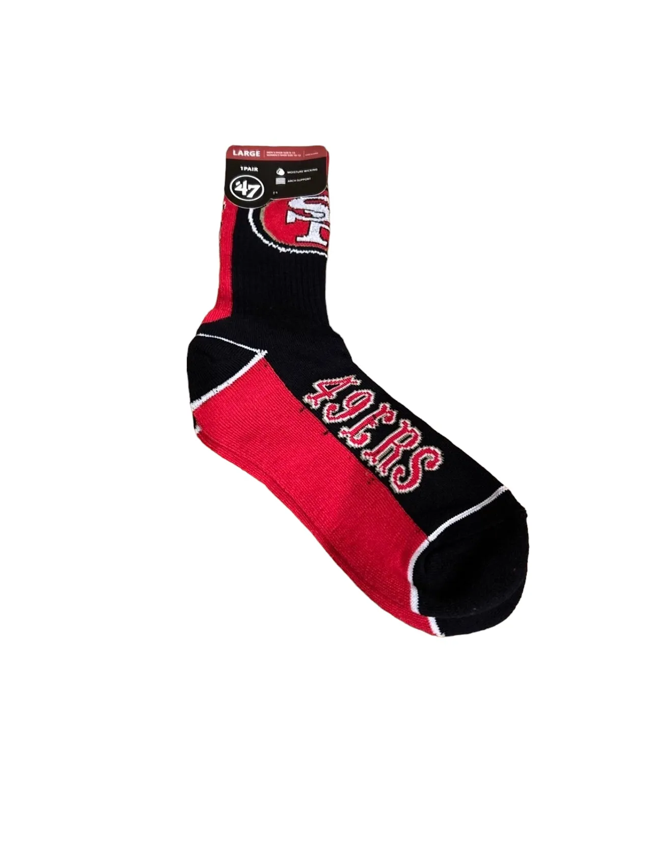 San Francisco Pro Football Socks Adult Team Logo and Colors Large Crew Sport Socks Footwear for Men and Women Game Day Apparel