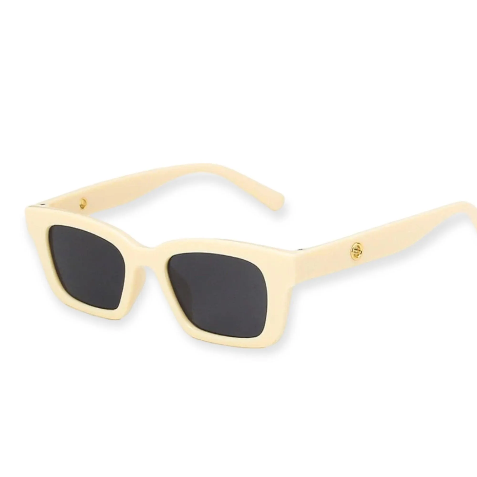 Vintage Cream Frame Rectangle Sunglasses