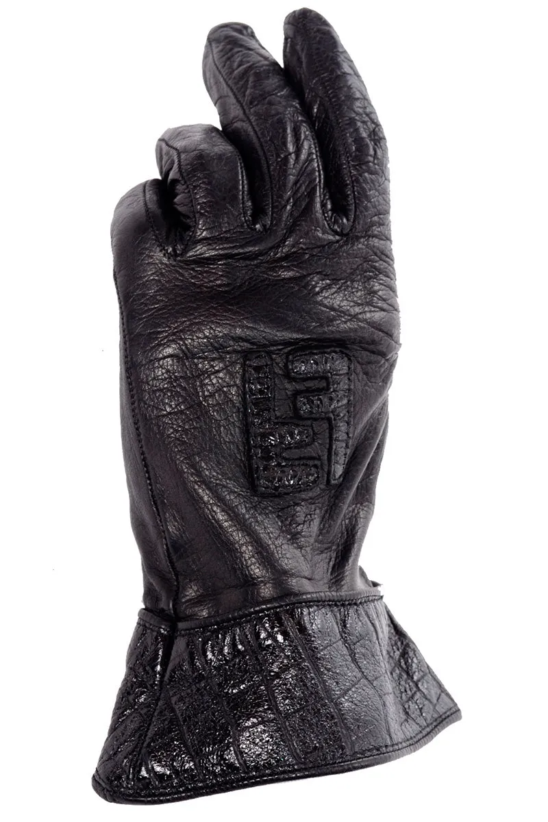 Vintage Fendi Black Leather Ladies Gauntlet Gloves