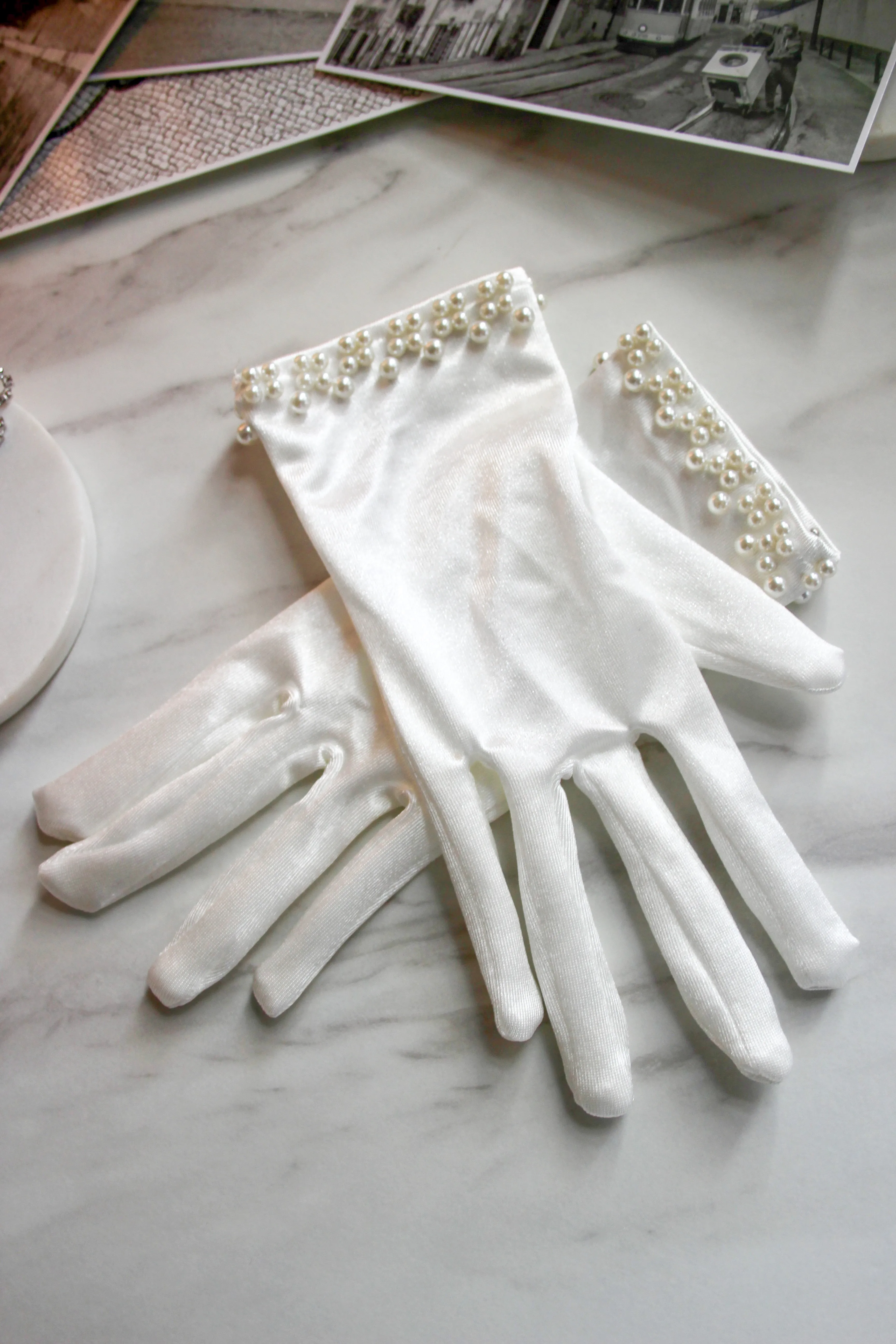 White Satin Bridal Gloves