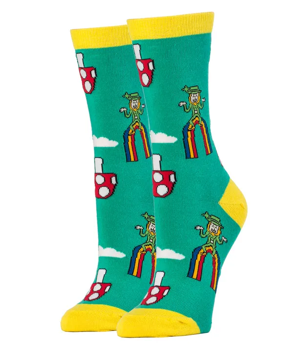 Women's Crew Socks: Happy Shroom