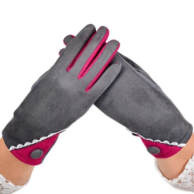 Women's Soft Cotton Winter Mittens with Touch Screen