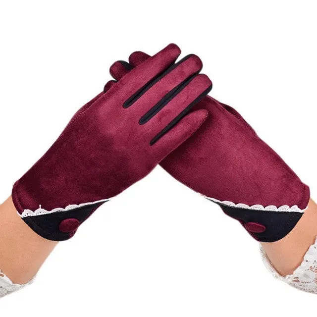 Women's Soft Cotton Winter Mittens with Touch Screen